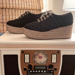 Angela Scott Eyelet Closed- Toe Espadrille. Worn once. Minor Scuffs on sole.